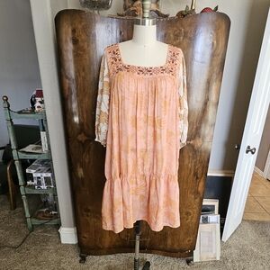 Johnny Was Peach and Orange Floral Dress